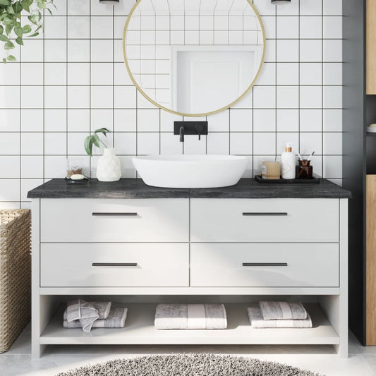 vidaXL Bathroom Countertop Dark Grey 160x50x(2-4) cm Treated Solid Wood