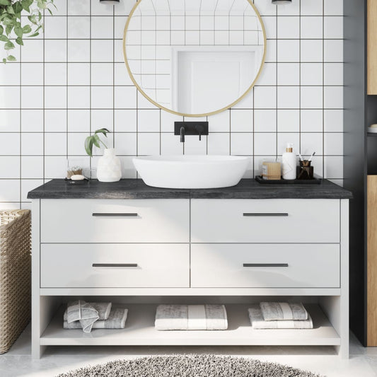 vidaXL Bathroom Countertop Dark Grey 160x60x(2-4) cm Treated Solid Wood
