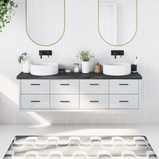 vidaXL Bathroom Countertop Dark Grey 180x30x(2-6) cm Treated Solid Wood