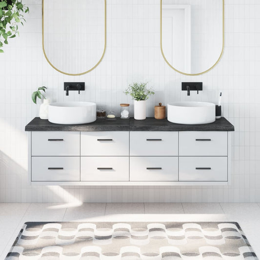 vidaXL Bathroom Countertop Dark Grey 180x50x(2-6) cm Treated Solid Wood