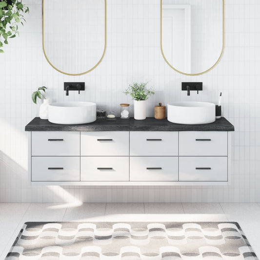 vidaXL Bathroom Countertop Dark Grey 180x60x(2-6) cm Treated Solid Wood