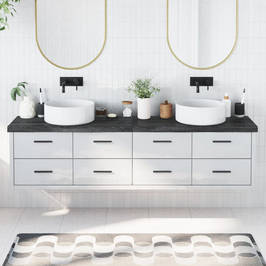 vidaXL Bathroom Countertop Dark Grey 200x30x(2-6) cm Treated Solid Wood