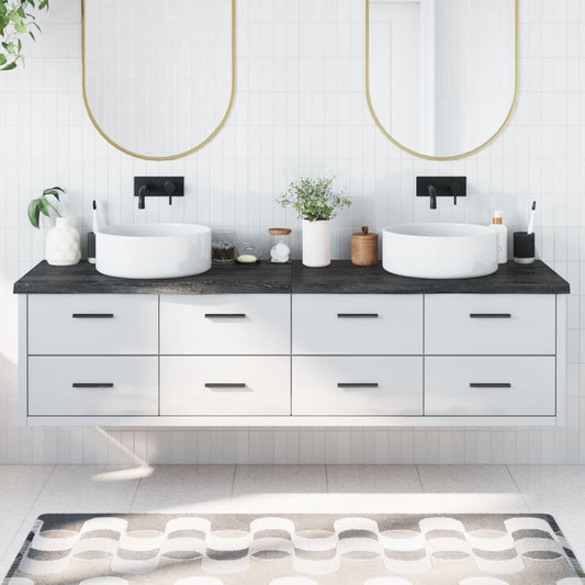vidaXL Bathroom Countertop Dark Grey 200x50x(2-4) cm Treated Solid Wood