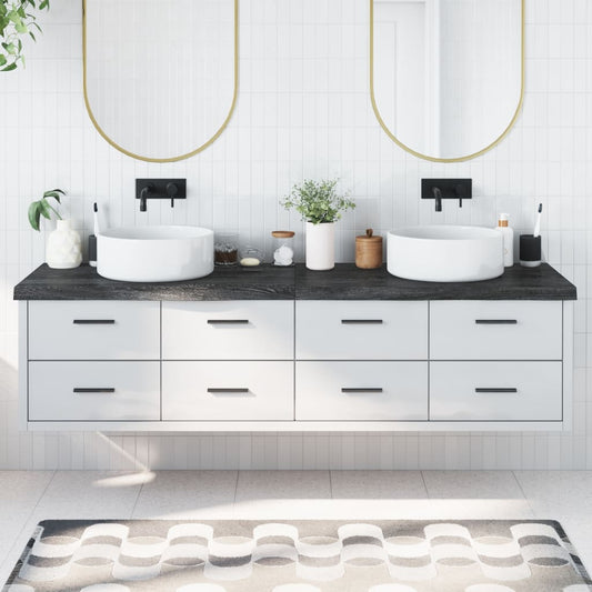 vidaXL Bathroom Countertop Dark Grey 200x50x(2-6) cm Treated Solid Wood