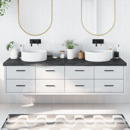vidaXL Bathroom Countertop Dark Grey 200x60x(2-6) cm Treated Solid Wood