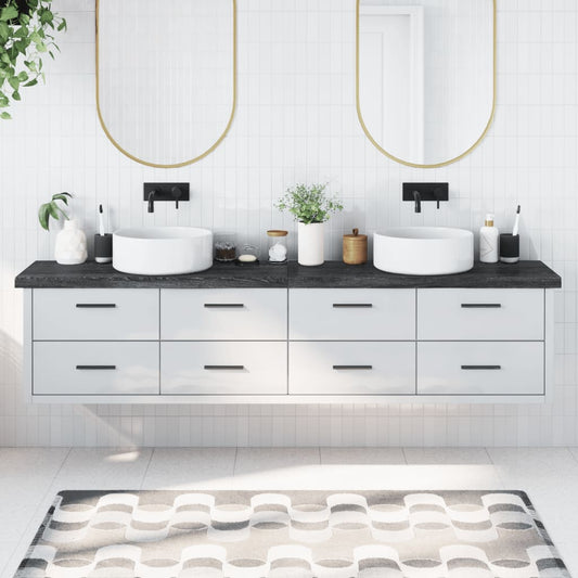 vidaXL Bathroom Countertop Dark Grey 220x30x(2-6) cm Treated Solid Wood