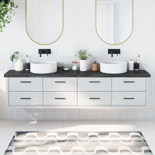 vidaXL Bathroom Countertop Dark Grey 220x40x(2-6) cm Treated Solid Wood