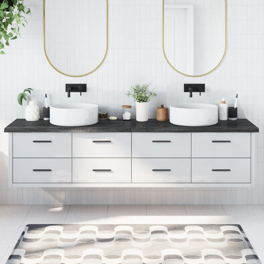vidaXL Bathroom Countertop Dark Grey 220x60x(2-4) cm Treated Solid Wood