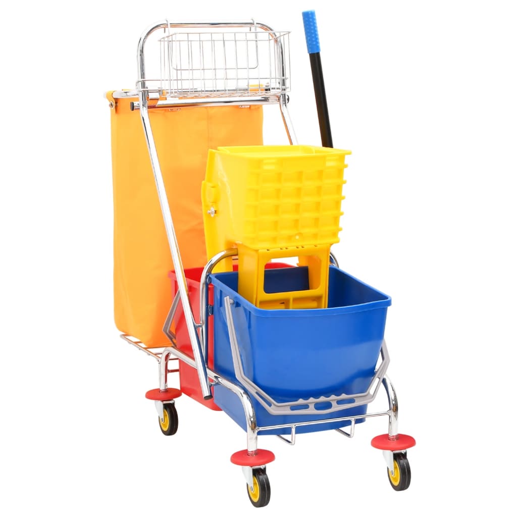 vidaXL Cleaning Trolley with Buckets and Wringer PP&Oxford Fabric