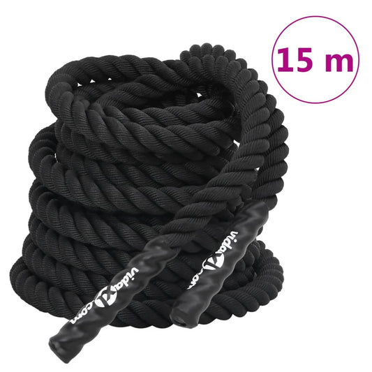 vidaXL Battle Rope Black 15 m 11 kg Polyester