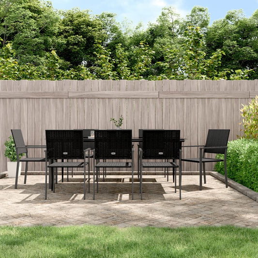 vidaXL 9 Piece Garden Dining Set Poly Rattan and Steel