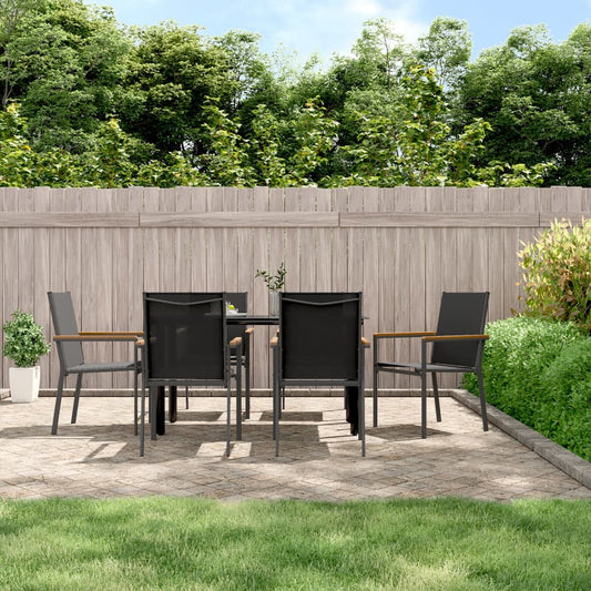 vidaXL Garden Chairs 6 pcs Black 55x61.5x90 cm Textilene and Steel