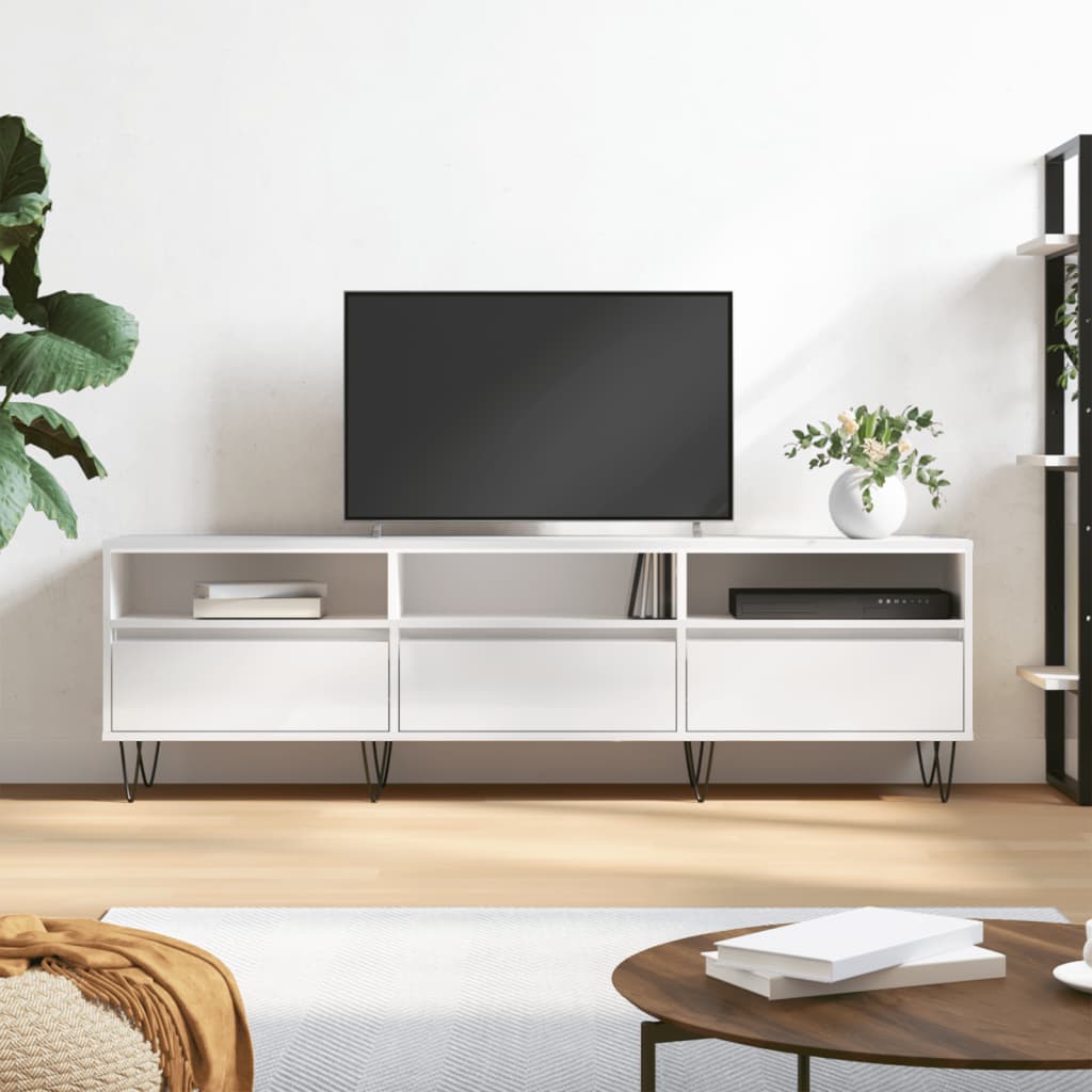 vidaXL TV Cabinet High Gloss White 150x30x44.5 cm Engineered Wood