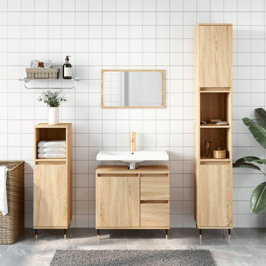vidaXL Bathroom Cabinet Sonoma Oak 30x30x190 cm Engineered Wood