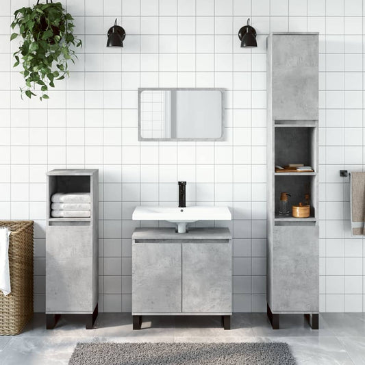 vidaXL Bathroom Cabinet Concrete Grey 30x30x190 cm Engineered Wood