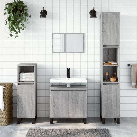 vidaXL Bathroom Cabinet Grey Sonoma 30x30x190 cm Engineered Wood