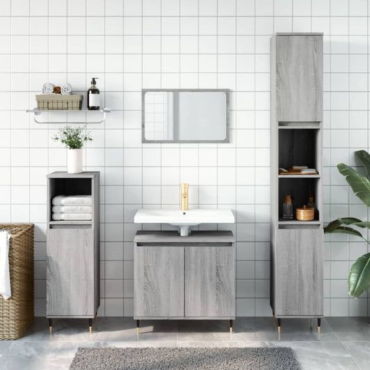 vidaXL Bathroom Cabinet Grey Sonoma 58x33x60 cm Engineered Wood