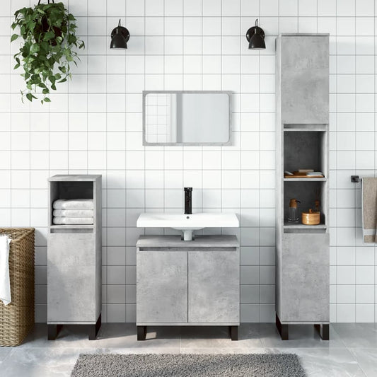 vidaXL Bathroom Cabinet Concrete Grey 58x33x60 cm Engineered Wood