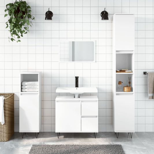 vidaXL Bathroom Cabinet High Gloss White 65x33x60 cm Engineered Wood