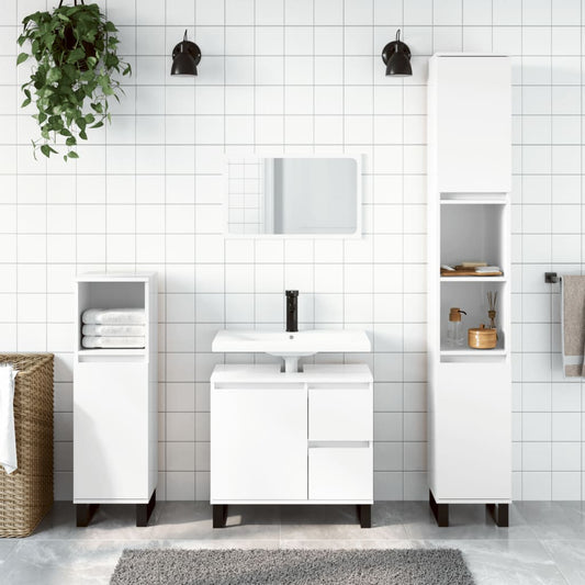 vidaXL Bathroom Cabinet High Gloss White 65x33x60 cm Engineered Wood