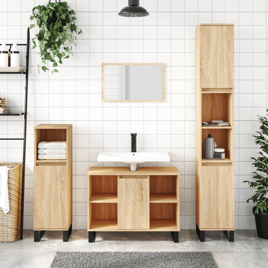 vidaXL Bathroom Cabinet Sonoma Oak 80x33x60 cm Engineered Wood