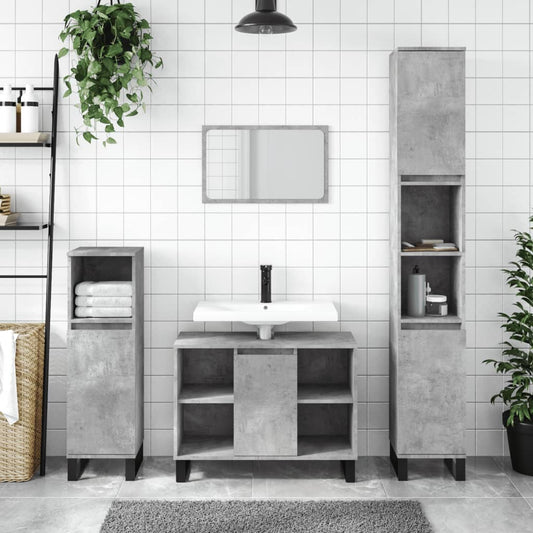 vidaXL Bathroom Cabinet Concrete Grey 80x33x60 cm Engineered Wood