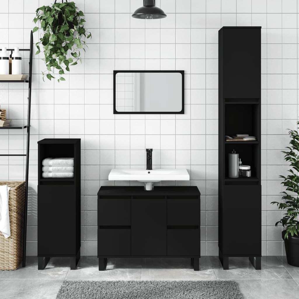 vidaXL Bathroom Cabinet Black 80x33x60 cm Engineered Wood