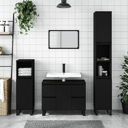 vidaXL Bathroom Cabinet Black 80x33x60 cm Engineered Wood