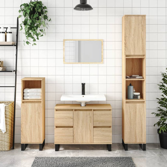 vidaXL Bathroom Cabinet Sonoma Oak 80x33x60 cm Engineered Wood