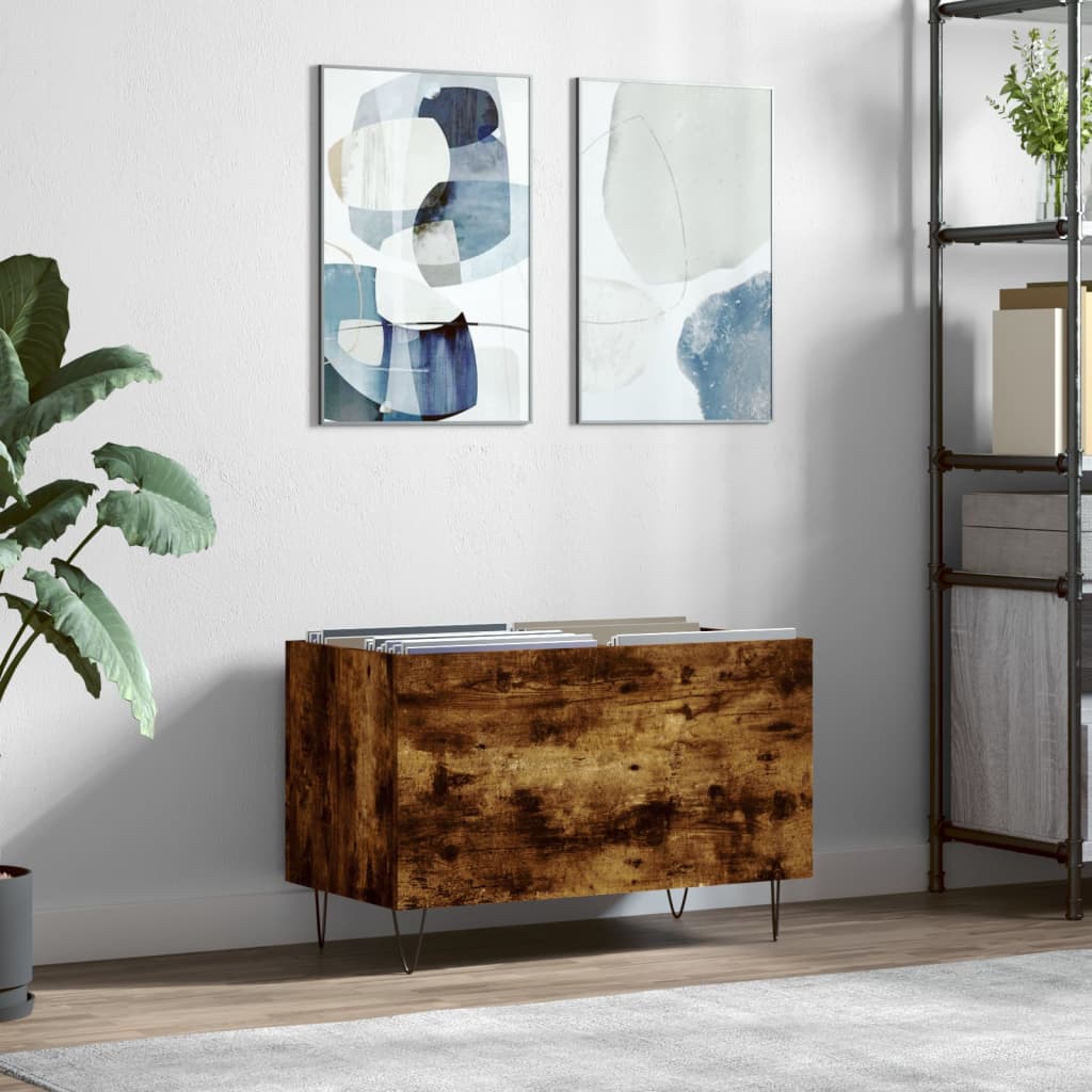 vidaXL Record Cabinet Smoked Oak 74.5x38x48 cm Engineered Wood
