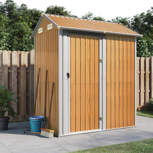 vidaXL Garden Shed Light Brown 192x152.5x237 cm Galvanised Steel