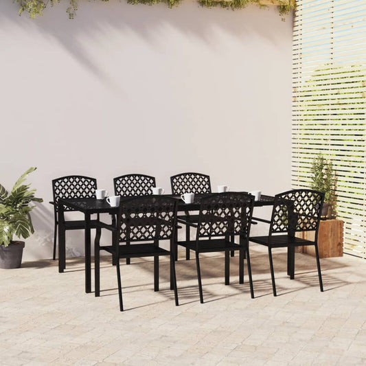 vidaXL 7 Piece Garden Dining Set Anthracite Steel