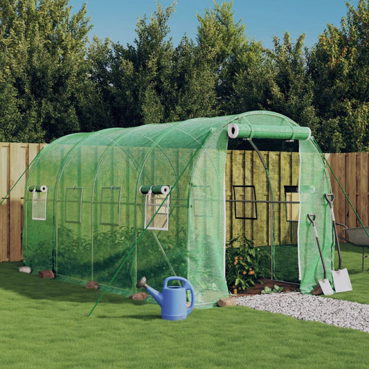 vidaXL Greenhouse with Steel Frame Green 8 mŒ_ 4x2x2 m