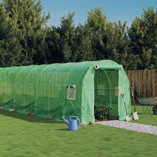 vidaXL Greenhouse with Steel Frame Green 20 mŒ_ 10x2x2 m