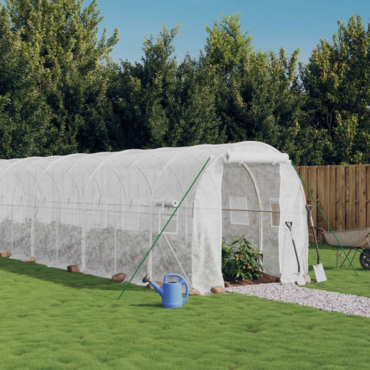 vidaXL Greenhouse with Steel Frame White 40 mŒ_ 20x2x2 m