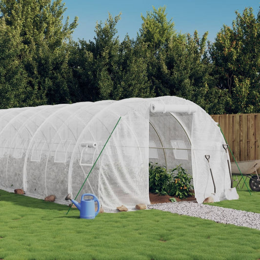 vidaXL Greenhouse with Steel Frame White 72 mŒ_ 24x3x2 m