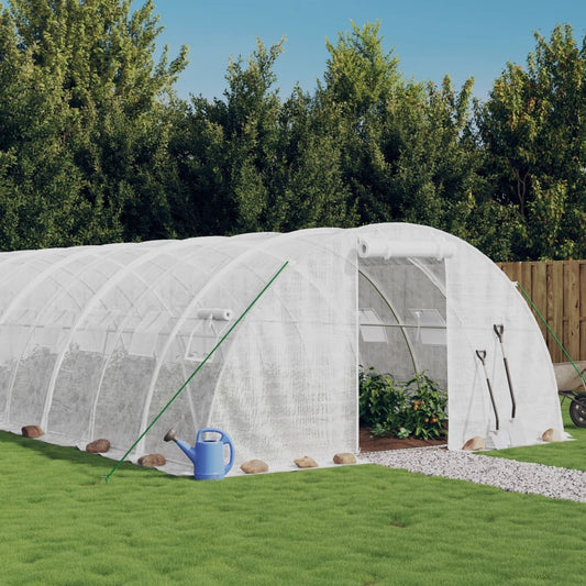 vidaXL Greenhouse with Steel Frame White 32 mŒ_ 8x4x2 m
