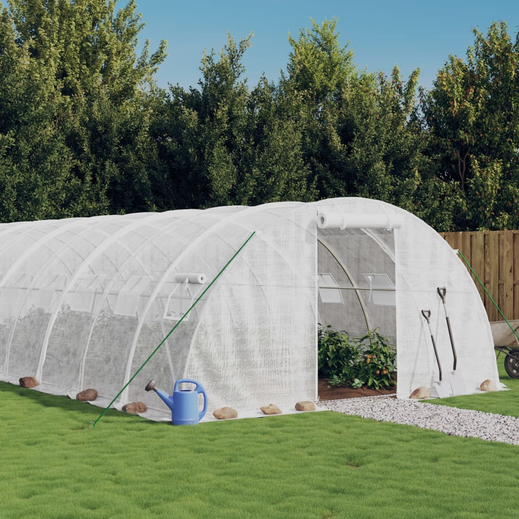 vidaXL Greenhouse with Steel Frame White 72 mŒ_ 18x4x2 m