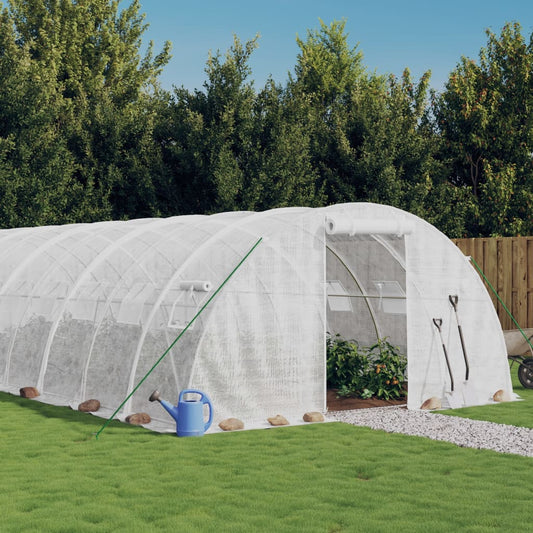 vidaXL Greenhouse with Steel Frame White 72 mŒ_ 18x4x2 m
