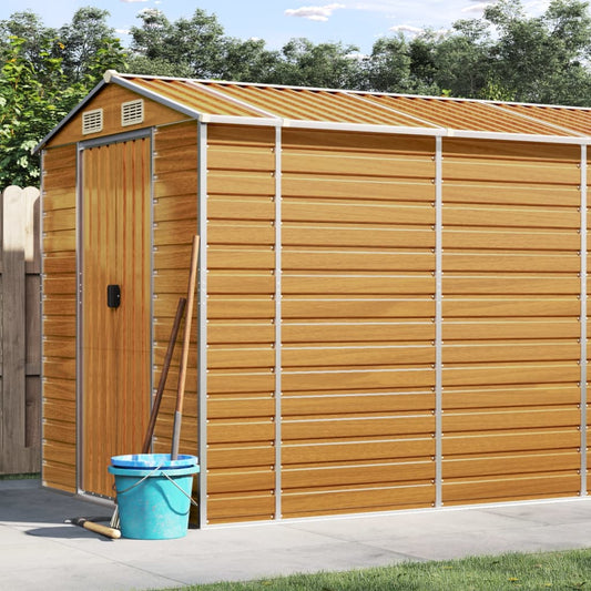 vidaXL Garden Shed Light Brown 191x895x198 cm Galvanised Steel