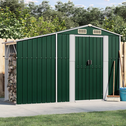 vidaXL Garden Shed Green 277x93x179 cm Galvanised Steel