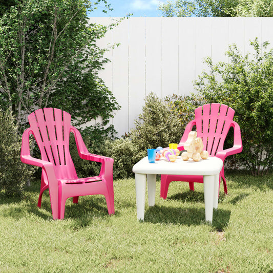 vidaXL Garden Chairs 2 pcs for Children Pink 37x34x44 cm PP Wooden Look