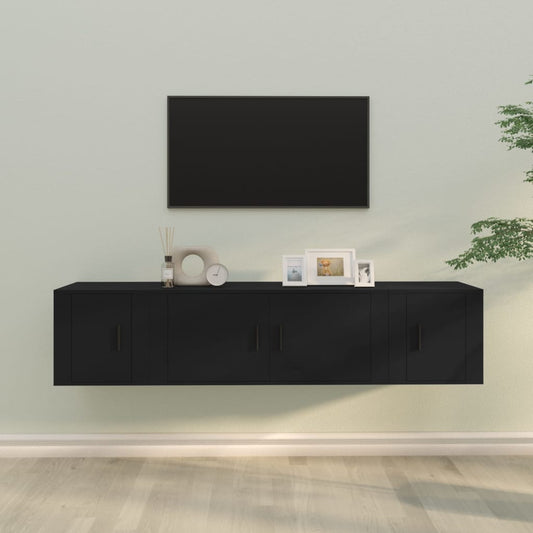 vidaXL 3 Piece TV Cabinet Set Black Engineered Wood