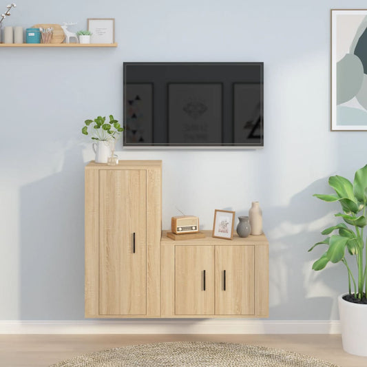 vidaXL 2 Piece TV Cabinet Set Sonoma Oak Engineered Wood