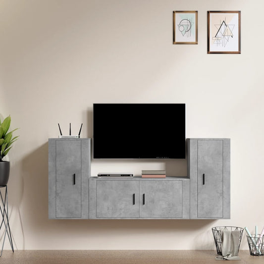 vidaXL 3 Piece TV Cabinet Set Concrete Grey Engineered Wood