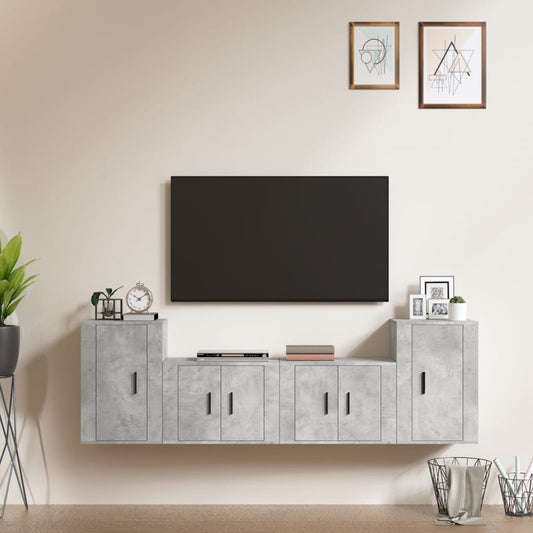 vidaXL 4 Piece TV Cabinet Set Concrete Grey Engineered Wood