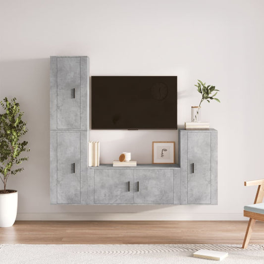 vidaXL 4 Piece TV Cabinet Set Concrete Grey Engineered Wood