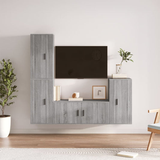 vidaXL 4 Piece TV Cabinet Set Grey Sonoma Engineered Wood
