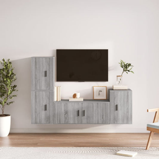 vidaXL 4 Piece TV Cabinet Set Grey Sonoma Engineered Wood