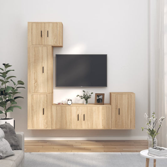 vidaXL 5 Piece TV Cabinet Set Sonoma Oak Engineered Wood